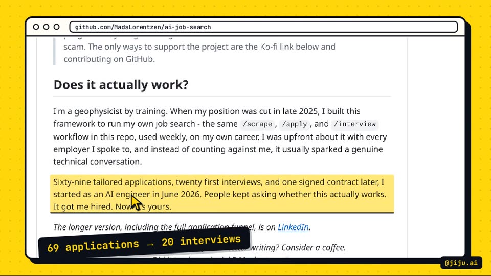 Screen capture of the tool's GitHub page in an outlined browser frame, with a yellow marker and a label sticker